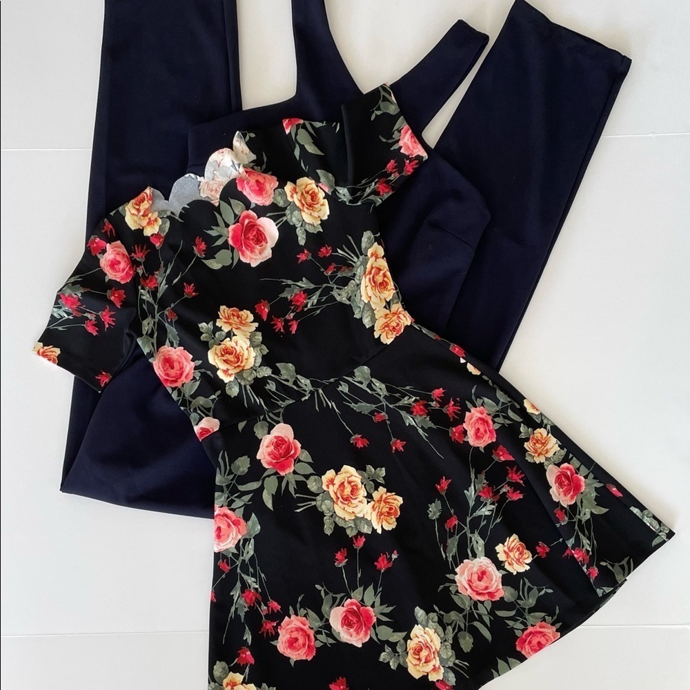 Bundle of Love…Ady NWOT Floral Skater Dress and Navy Halter Jumpsuit